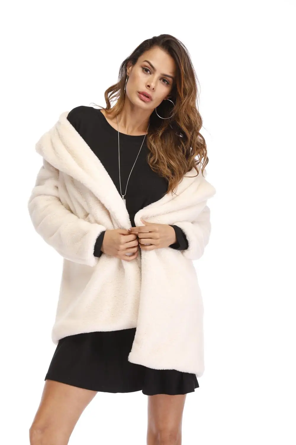 New women long faux fur coat loose fashion casual imitation rabbit fur coat female fur jacket