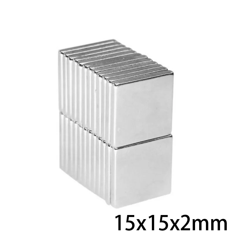 10~100pcs 15x15x2 mm Rare Earth Neodymium Magnets 15*15*2 mm Super Powerful Strong Magnetic Magnets 15x15x2mm Block Magnet