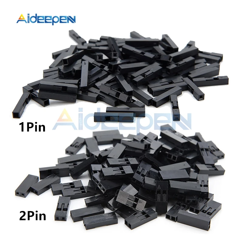 1000 pçs/set 1 pino 2 pinos 2.54mm macho/fêmea dupont jumper fio cabo conector terminal com caixa de plástico preto habitação caso escudo