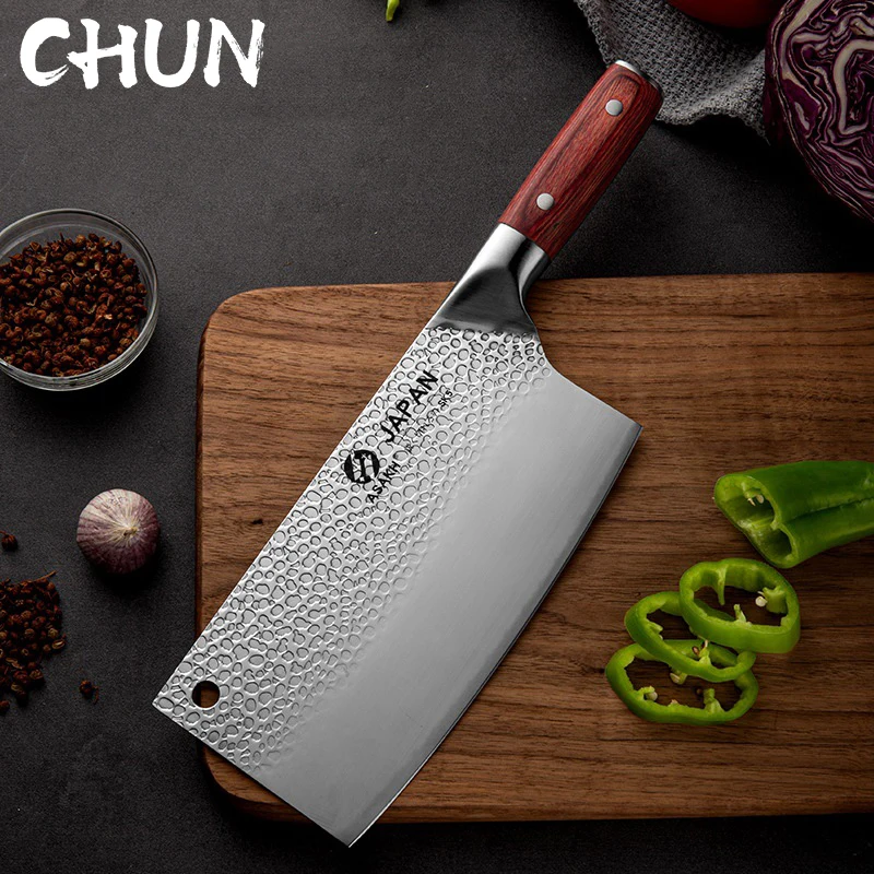 CHUN Meat Cleaver Knife Pro Chinese Cleaver Knife 7.5 Inch German HC Stainless Steel with Full Tang Pakkawood Handle Chopper