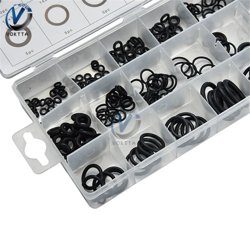 225Pcs Rubber O Ring O-Ring Washer 18 Sizes Assorted O Ring Rubber Seal Assortment Set Kit for Plumbers Mechanics Workshop