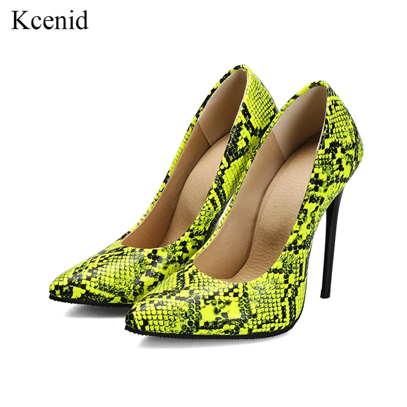 

Kcenid New 2023 fashion woman sexy high heels pumps snake print pointed toe womens party shoes office work shoes women big size
