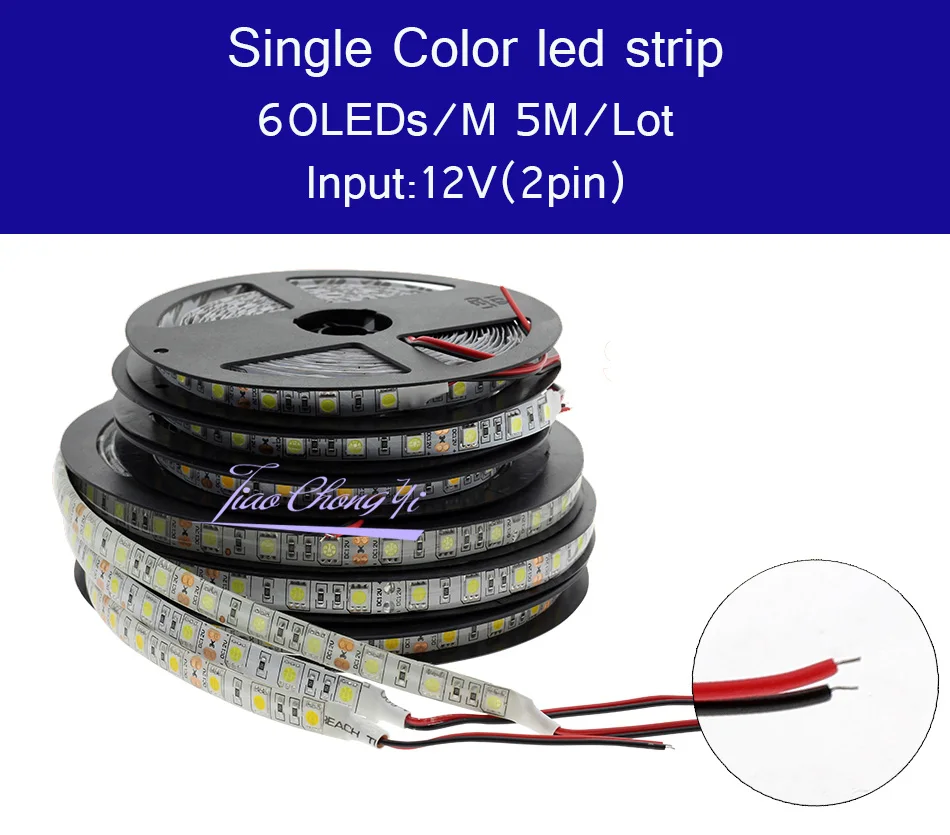 DC12V 1m 2m 3m 4m 5m SMD 5050 RGB white Waterproof 300 LED Flexible 3M Tape Strip Light