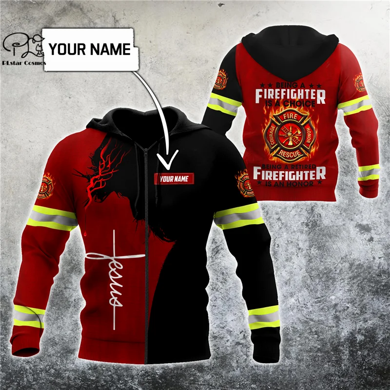 PLstar Cosmos 3DPrinted Newest Firefighter Custom Name Unique Hrajuku Streetwear Unisex Casual Funny Hoodies/Zip/Sweatshirt B-9