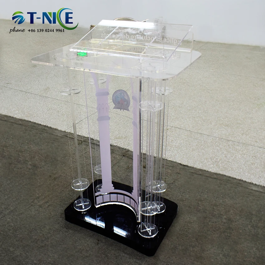 2024 Acrylic Podium School Restaurant Reception Desk Church Modern Lectern Commercial Furniture Custom Logo