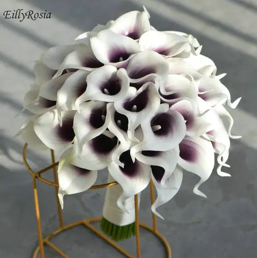 White Purple Cala Lily Bridal Bouquet Elegant New Arrival Customized Beautiful Wedding Bouquet mariage kolekcja ślubna zestaw