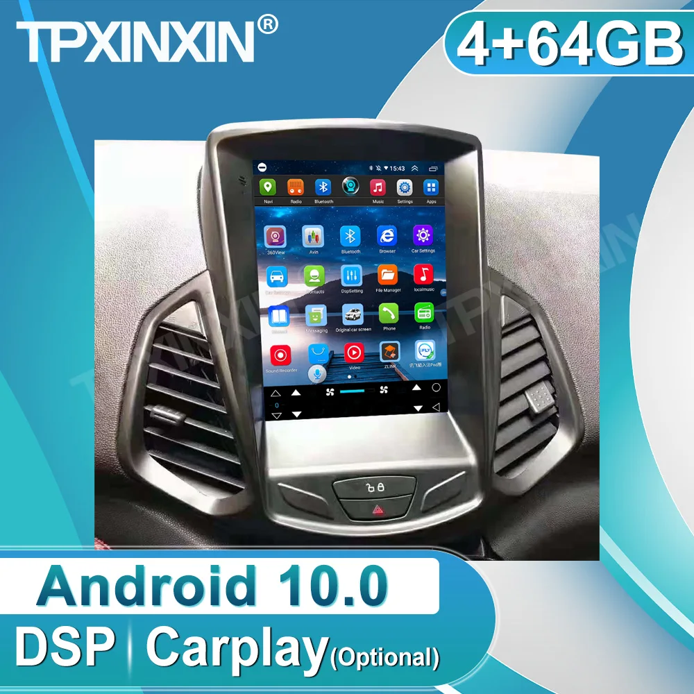 Android 10 12.1 Inch 4G+64GB For Ford Ecosport  Car Multimedia IPS Touch Screen  Navigation GPS Radio Player Buit-in Carplay DSP