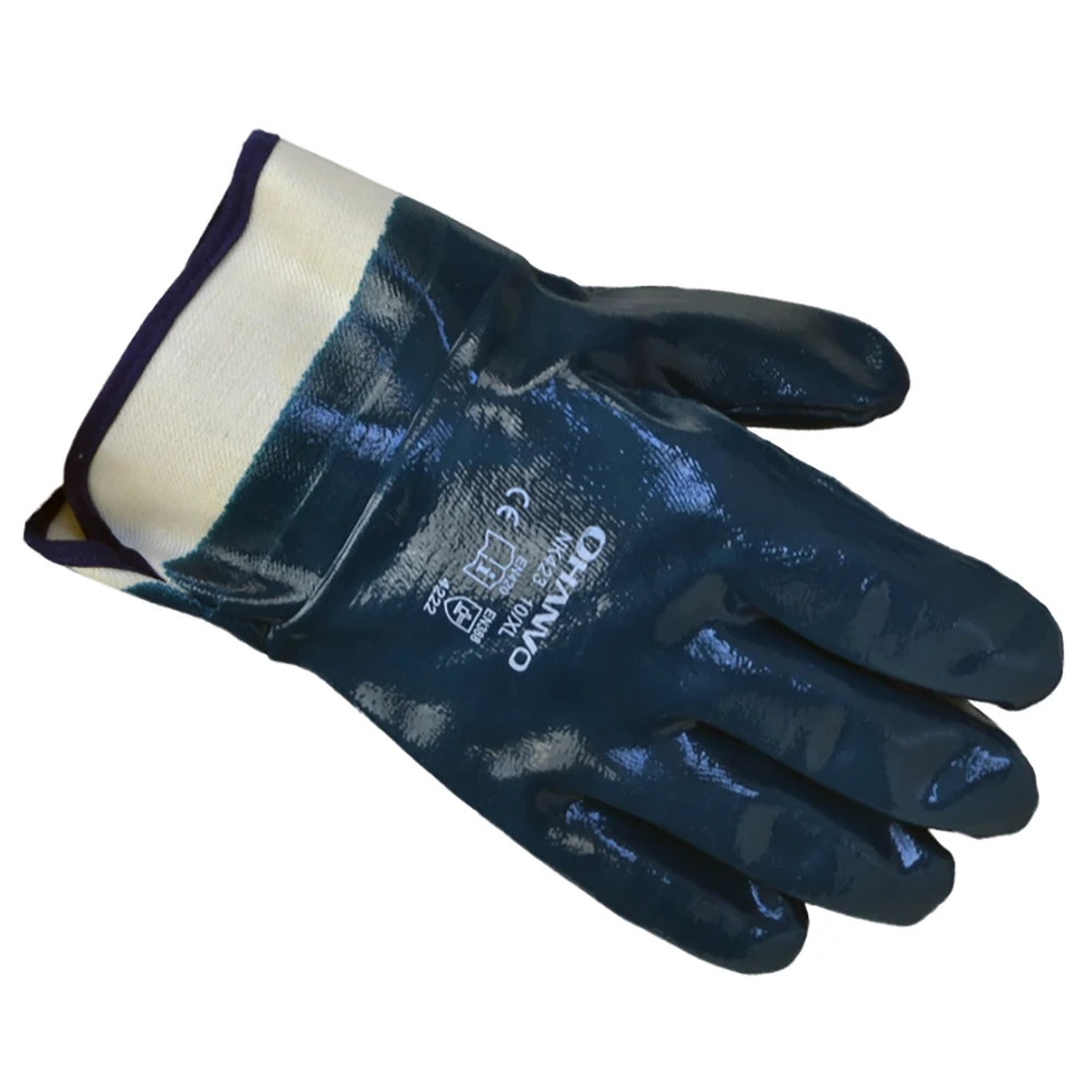 Blue Nitrile Safety Work Gloves Heavy Duty Cotton Jersey Oil Gas Water Proof Insulated Thermal Anti Cold Premium