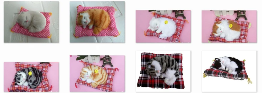 Lifelike Cat Hard Model Ornament with Sound Polyethylene & Furs Desktop Decoration Handicraft Gift Miaow A3218