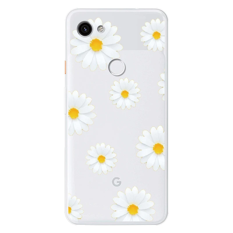 For Google Pixel 5 5XL 4A 4G 4A 5G 4 4XL 3 3XL 2 2XL Daisy Flower Clear Phone Case Transparent Soft Silicone Cover Cartoon Coque