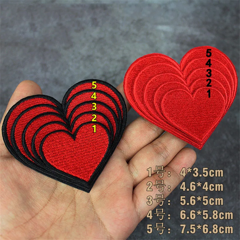 1 PCS High Quality Cute fashion heart embroidery sticky cloth paste clothes patch hole DIY accessories iron on patch