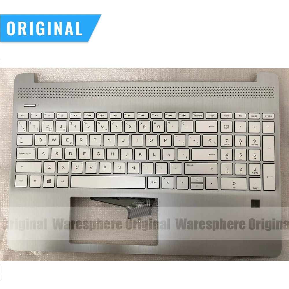 New Original for Hp 15-DY Top Upper Case With Backlit SP Spain US Keyboard Fingerprint Hole L63579-071 TPN-Q222 Sliver Laptop