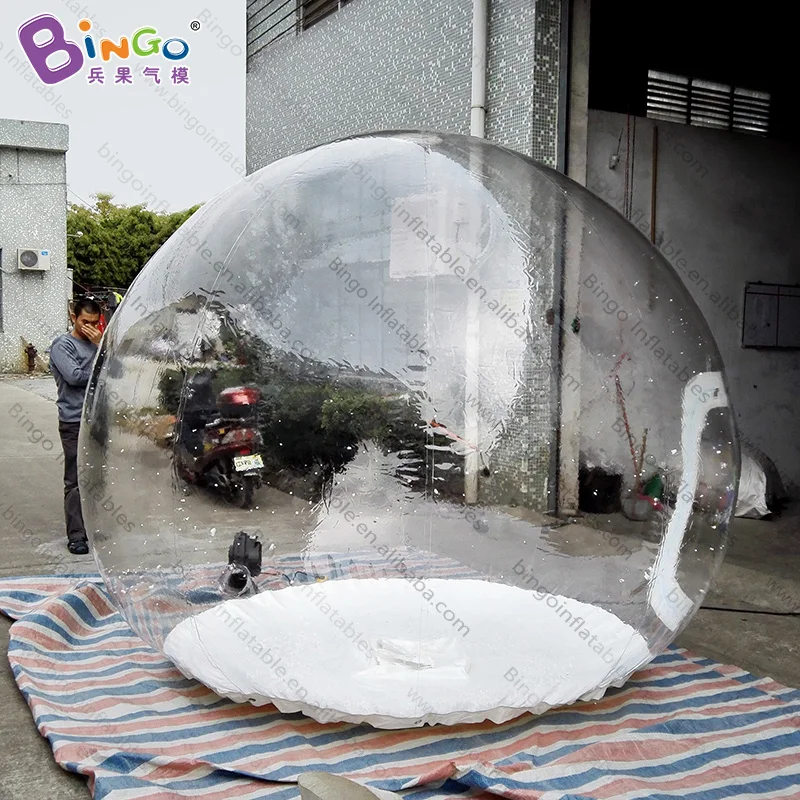 Custom made 2.2 meters high inflatable transparent bubble ball for sale / 7.2 feet christmas snow balloons toys