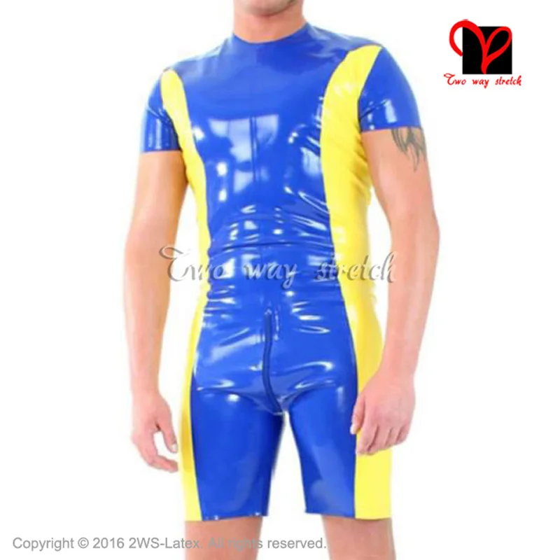 

Two Color Sexy Latex Jumpsuit With Zippers Zentai Unitard Overall Rubber Catsuit Romper Xxxl Plus Size Lt-130