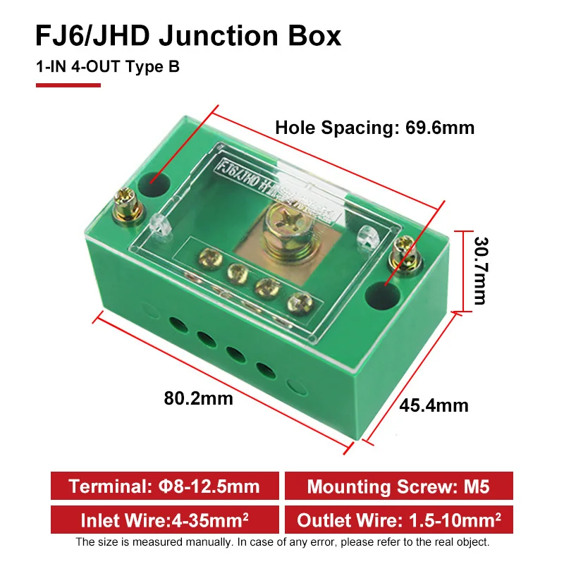 FJ6/JHD Anschlussdose Unipolarer Splitter 1-IN Multi-OUT Messdrahtverbinder Einphasiger Klemmenblock-Verteilerkasten