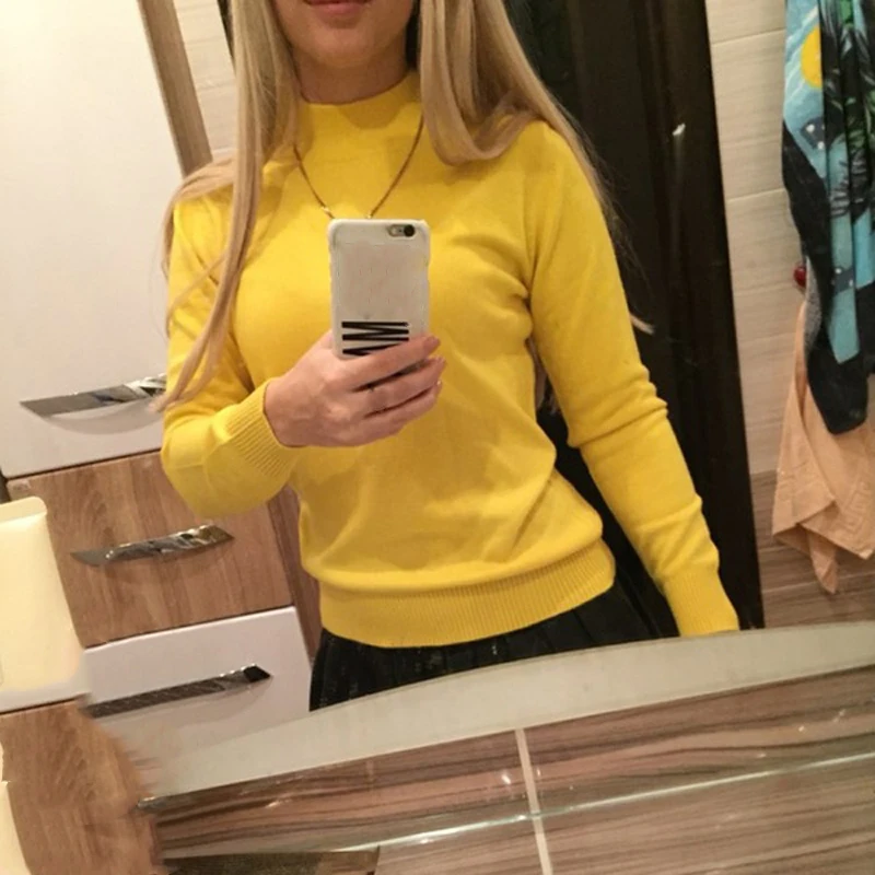 HONGHANYUAN – Pull à col montant pour femme, vêtement basique, Slim, doux et chaud, tricoté, printemps, 2022
