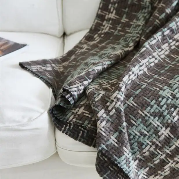 INS Nordic Knitted Blanket Travel Blanket Grey Khaki Sofa Throw Blanket with Tassels Air Condition Blankets Modern Home Carpet