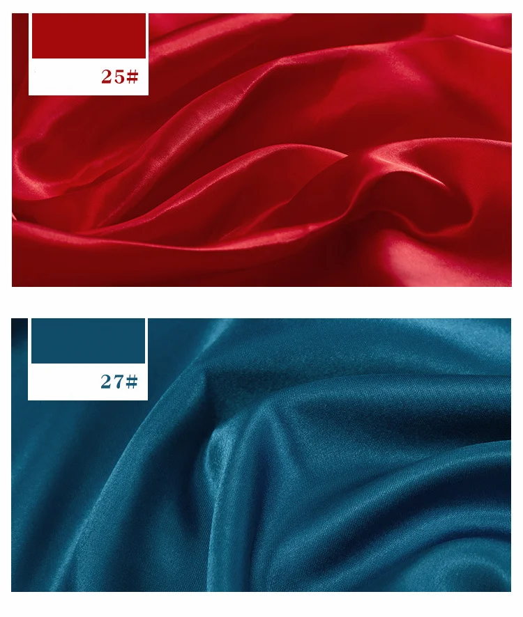 Imitierter Seidensatin-Stoff auf dem Hof, Futterstoffmaterial zum Nähen von Kleidern, Vorhängen, einfarbig, Schwarz, Weiß, Blau, Gold, Grün – Detail 18