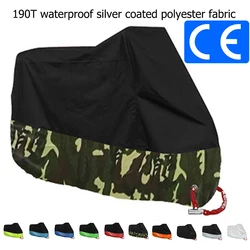 190T Waterproof Motorcycle Cover Protection Bache Moto Scooter Bike Cover All Season Accessories for Honda Yamaha Suzuki Vespa