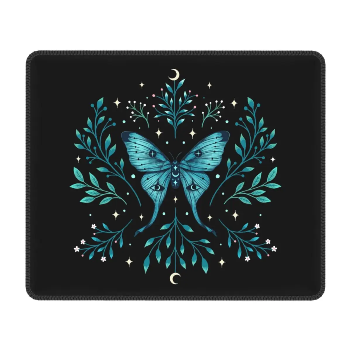 Mystical Moon Moth Mouse Pad Square Non-Slip Rubber Mousepad Gothic Witch Occult Witchcraft Gaming Desk Computer Pads Mouse Mat