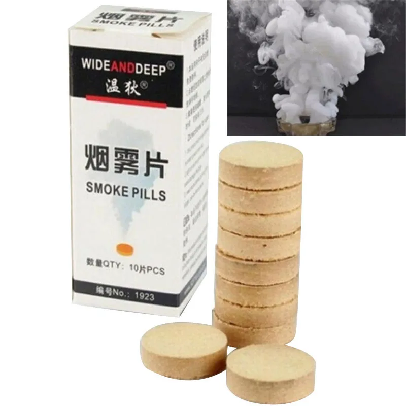 10Pcs Spalanie Smoke Cake Pills Props Aid Halloween Decoration Tool Smoke Round Bomb Effect Show For Photography Event & Party