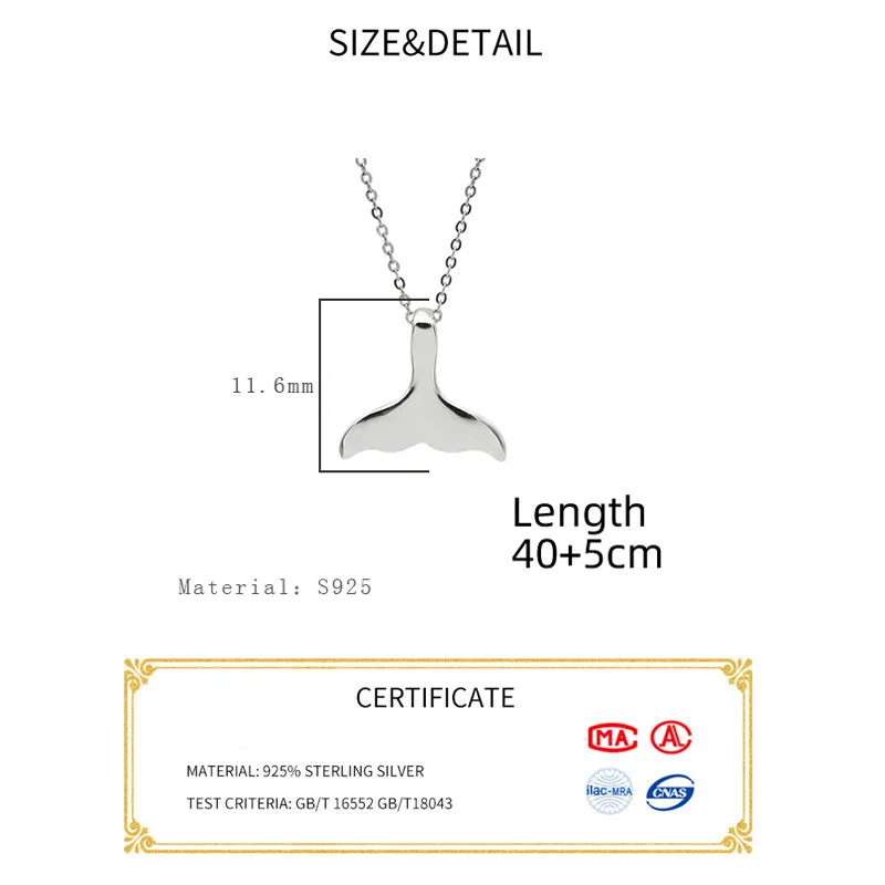La Monada Women\'s Necklace 925 Silver Chains Woman On Neck Dolphin Fish Tail Pendant Fine Jewelry For Women Necklace Silver Girl