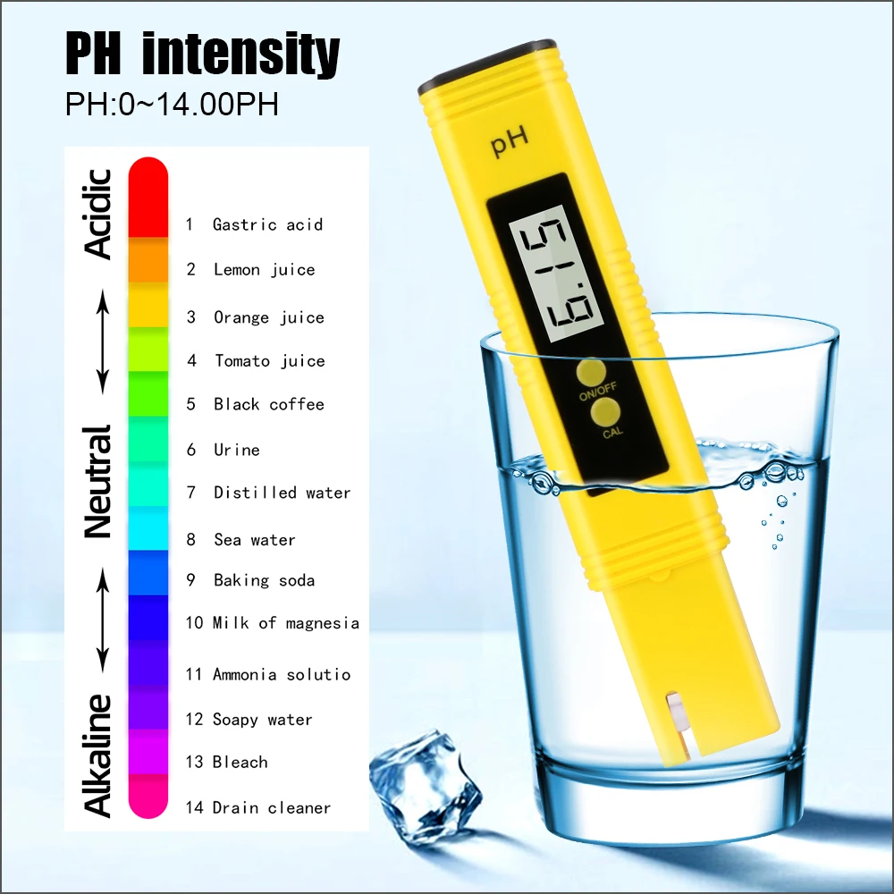 RZ PH Meter Water Hydroponics Digital PH Tester Pen 0.01 alta precisione con 0-14 PH Range acquario per piscina per uso domestico