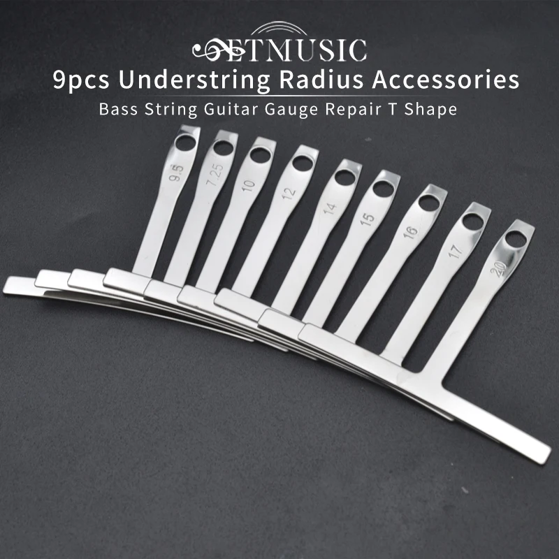 

9Pcs Guitar Under string radius gauge Stainless Steel Guitar Builder luthier tools bass strings Repair Set Bass String Measure