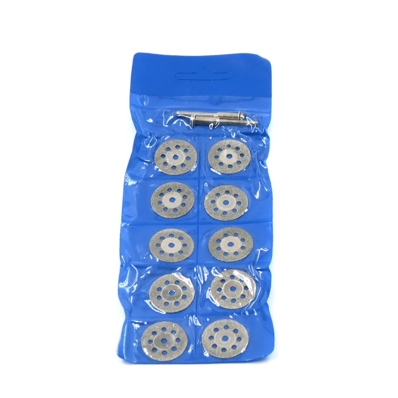 Nuova vendita calda 10Pcs 22mm Mini Sharp Diamond Cut Off disco da taglio utensile rotante dischi strumenti fai da te accessori per Dremel con asta da 2 pezzi