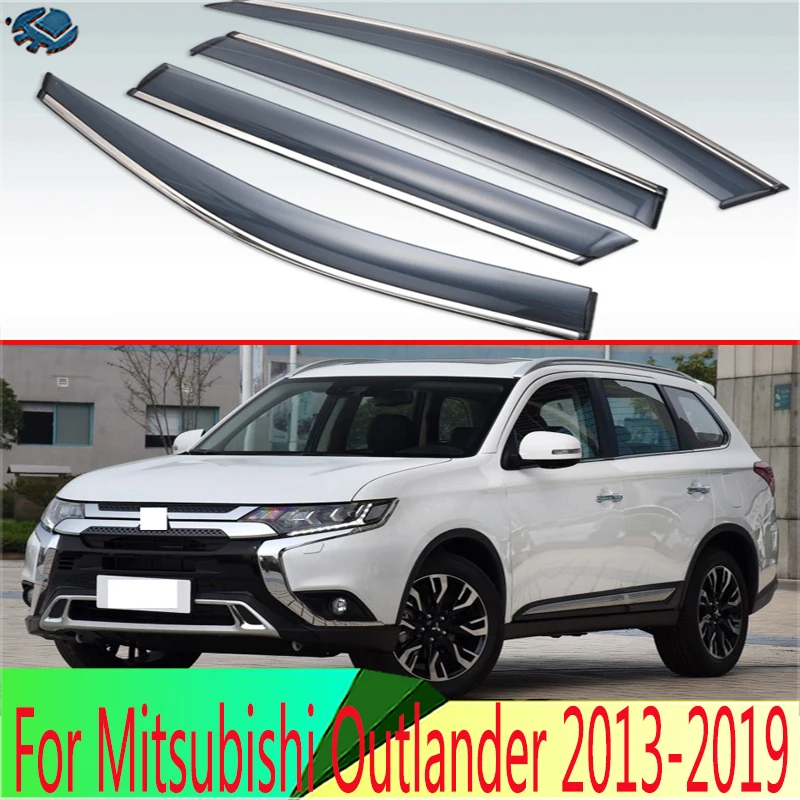 For Mitsubishi Outlander 2013-2019 Plastic Exterior Visor Vent Shades Window Sun Rain Guard Deflector 4pcs