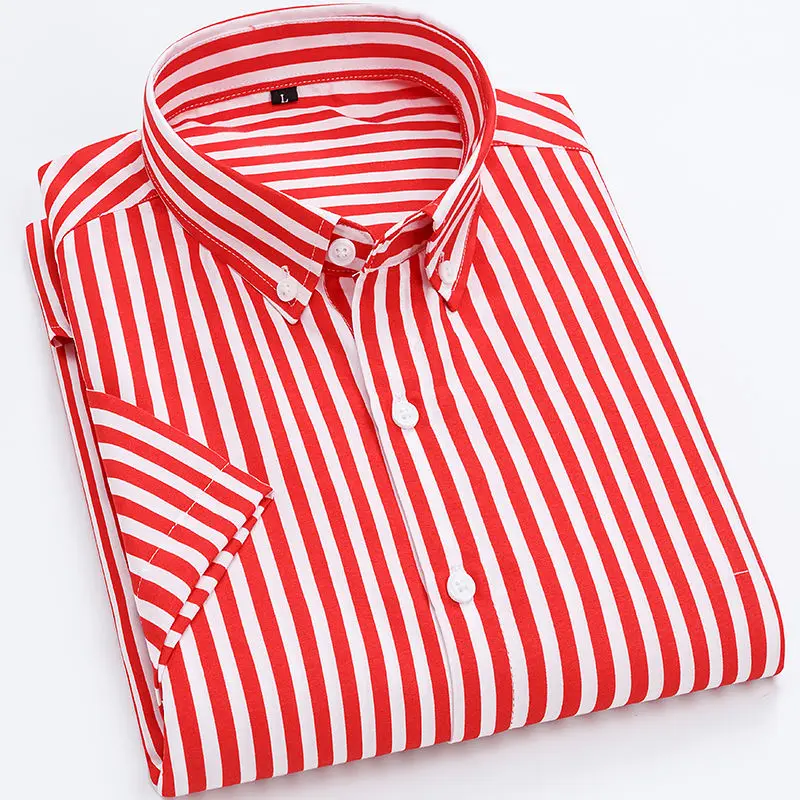 Striped Shirt Mens Short Sleeve Shirts Vertical Korean Clothes Casual Business Dress Shirt Mans Fashion Clothing Summer Shirts