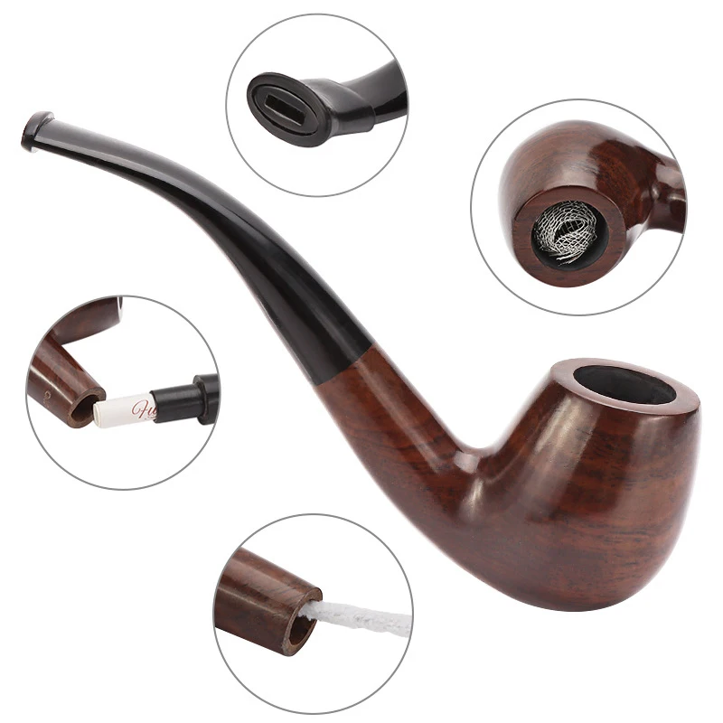 Exquisite Smoking set Smoking Pipe Ebony Tobacco Pipe with Pipe Accessories with Gift Metal box Tobacco Pipe Accessories Kit