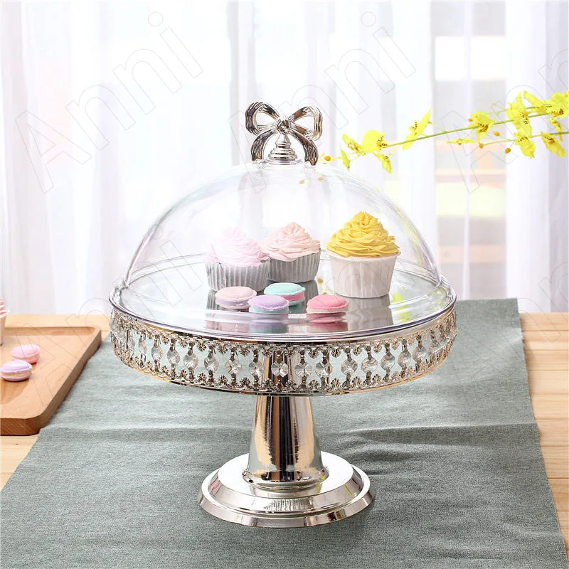 Creativity Crystal Decorative Cake Stand Nordic Modern Gilded Silver Plated Dessert Display Mirror Trays Afternoon Tea Food Tray