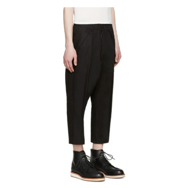 

Ro Spring and summer new low-crotch eight-point trousers, low-crotch tapered pants, straight casual pants