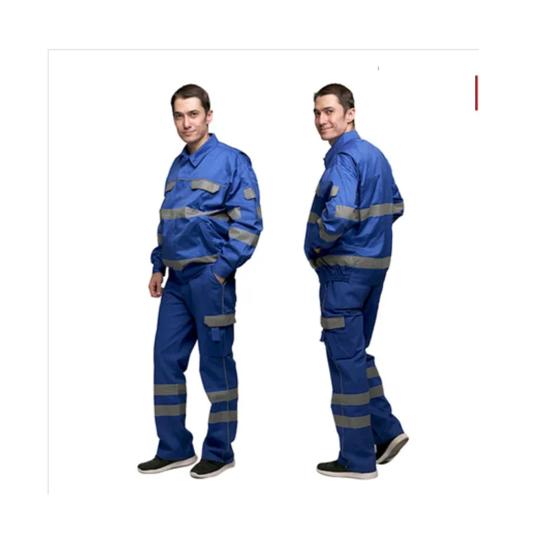 100% Cotton men overalls wear Resistant jumpsuit workshop Outdoor reflective stripe Wear-resistant mechanical repairmen rescuer