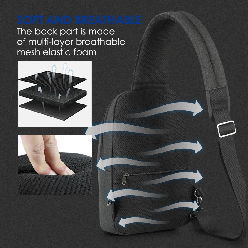 Bolso de pecho antirrobo RFID para hombre, bolsa cruzada ligera, resistente al agua, con cremallera, de alta calidad, a la moda, garantía de por vida