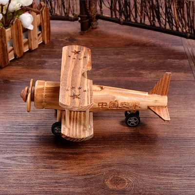 Nostalgia Wooden Fighter Aircraft Ornaments, 3D Model, Adult Aircraft, Children's Toys