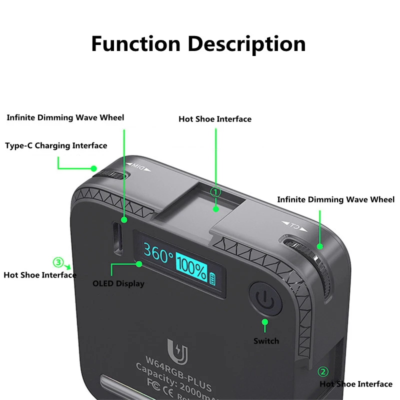 Rgbレインボーライト,サンセットプロジェクションランプ,調光可能,2500k-9000k,YouTube写真用ビデオライト
