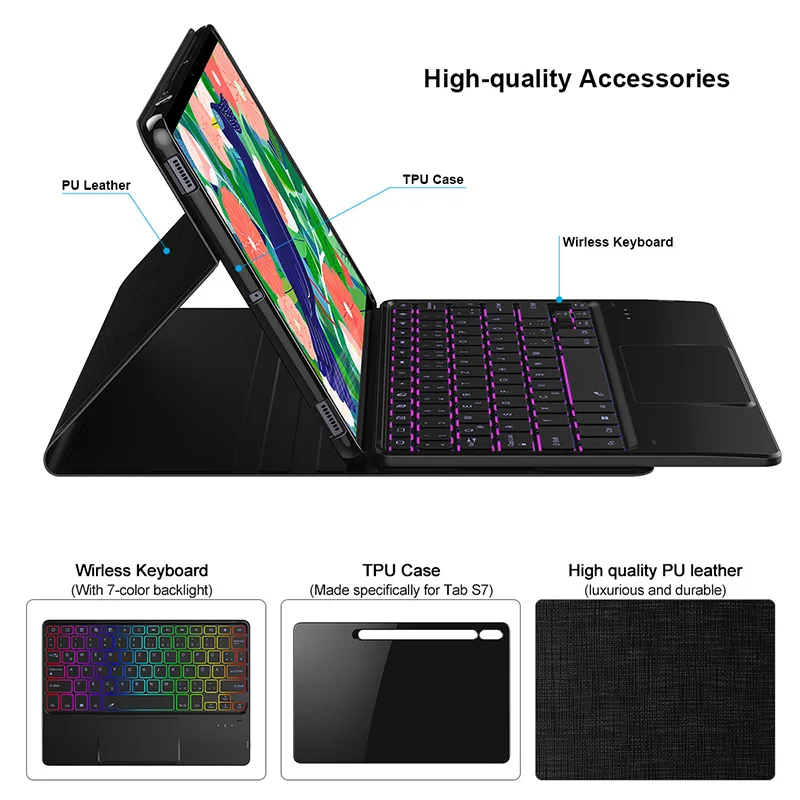 Imagem -03 - Teclado Retroiluminado Deutsche para Samsung Galaxy Tab s7 Mais 12.4 11 a8 Tablet Capa Alemão Bluetooth Case