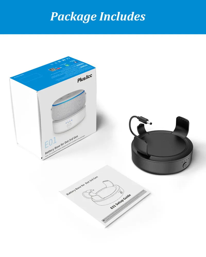 قاعدة بطارية لـ Alexa Echo Dot 3 الجيل الثالث حامل بطارية محمول وقابل لإعادة الشحن لمكبر الصوت الذكي 5000/10000 مللي أمبير في الساعة