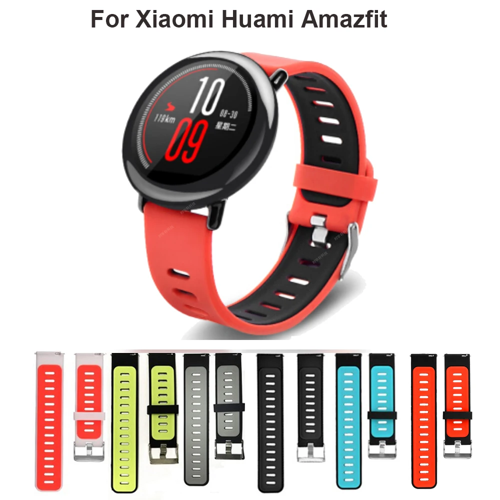 22 مللي متر سيليكون مربط الساعة ل الأصلي Xiaomi Huami Amazfit تيرة ستراتوس 2 2S 3 GTR 47 مللي متر الذكية ووتش استبدال سوار حزام