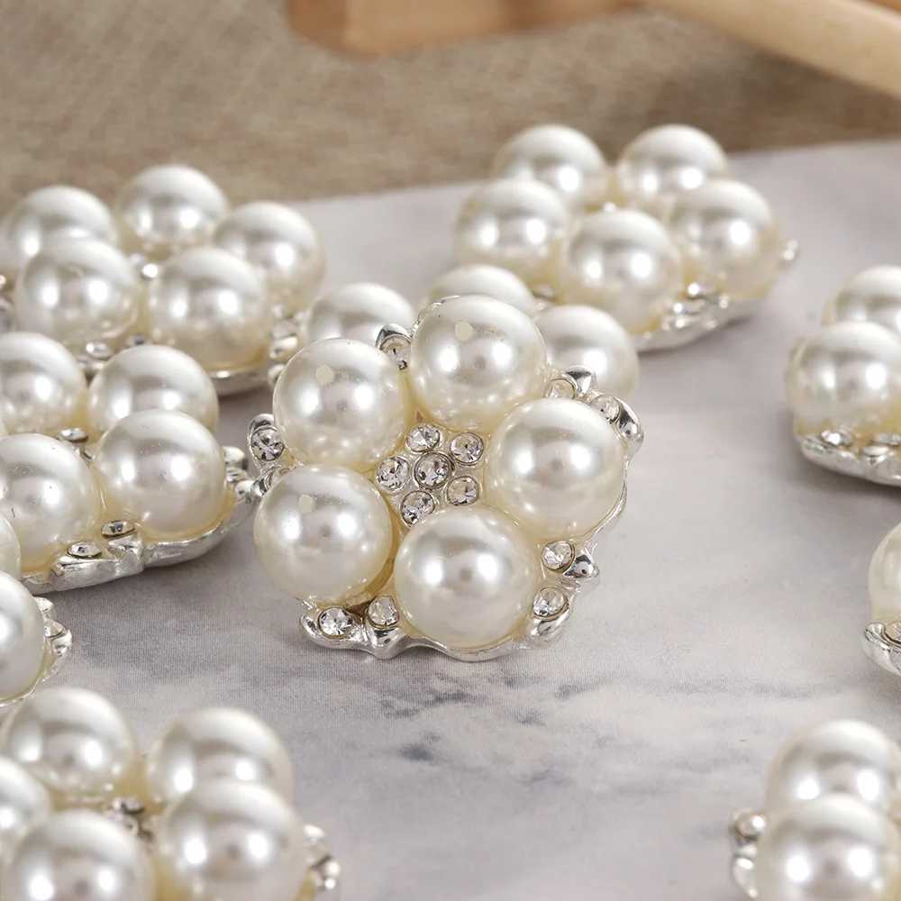 10 Pcs Pearls Flower Button Garment Decorative Craft DIY Clothes Dress Rhinestone Bow Sewing Supplies Home Decoration DIY Making