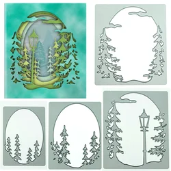 Layered Forest Tree Pattern Metal Cutting Dies Scrapbooking DIY 3D Clip Art Greeting Card Postcard Cover Decorating Die Cutter