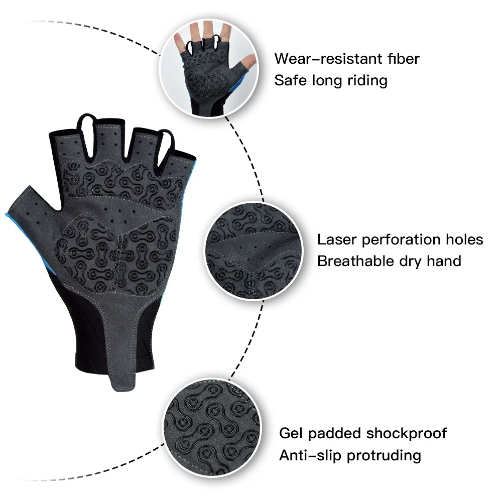 DAREVIE Fahrradhandschuhe Pro Light, weich, atmungsaktiv, kühl, trocken, Halbfinger-Fahrradhandschuh, rutschfest, stoßfest, Fahrradhandschuhe, MTB, Straße – Detail 9