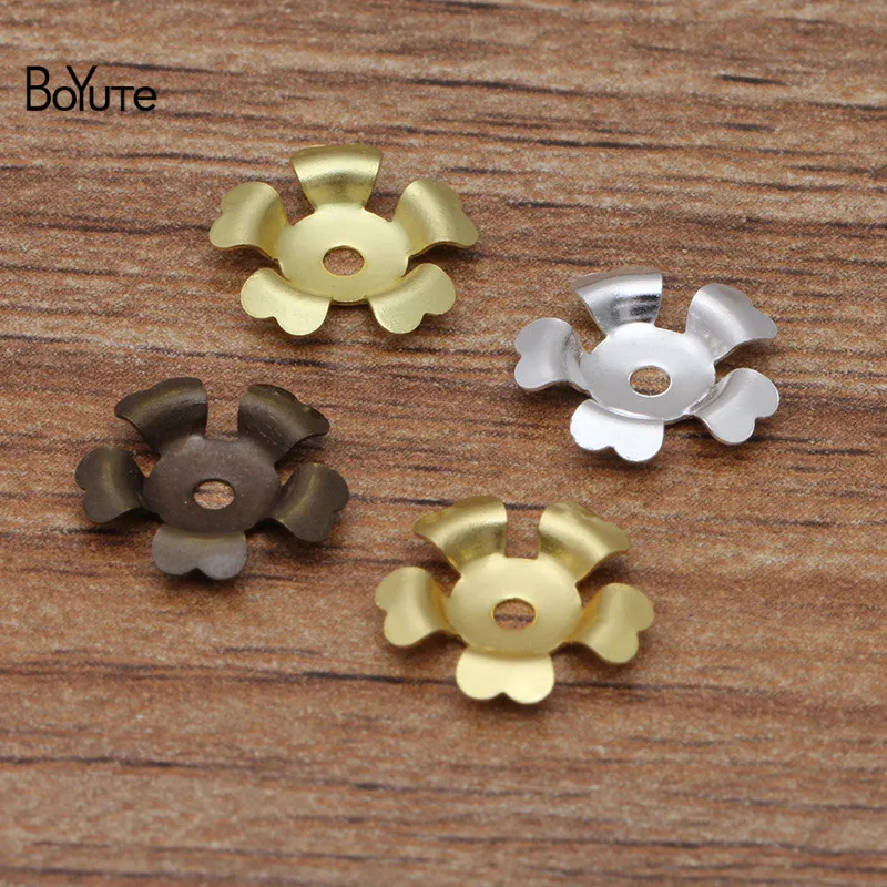 BoYuTE Metal Brass Stamping Flower, Materiais DIY, Jóias Fazendo Suprimentos, 10mm, 200 Pcs por lote