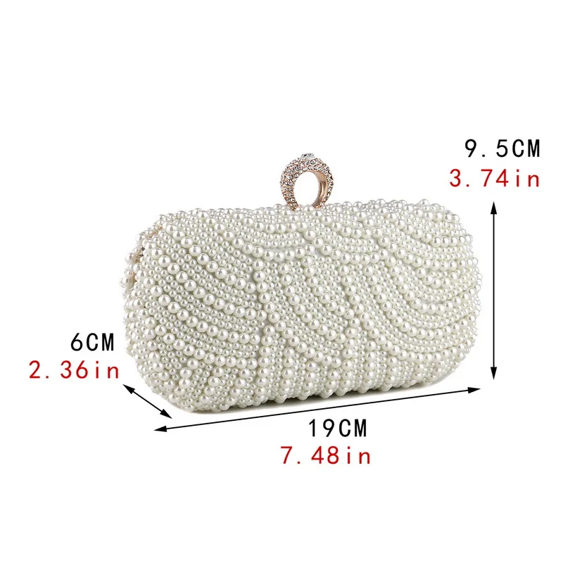 Beading Wedding Clutch Evening Bags Rhinestones Pearl Handbags With Chain Shoulder Metal Party Purse Diamonds Holder