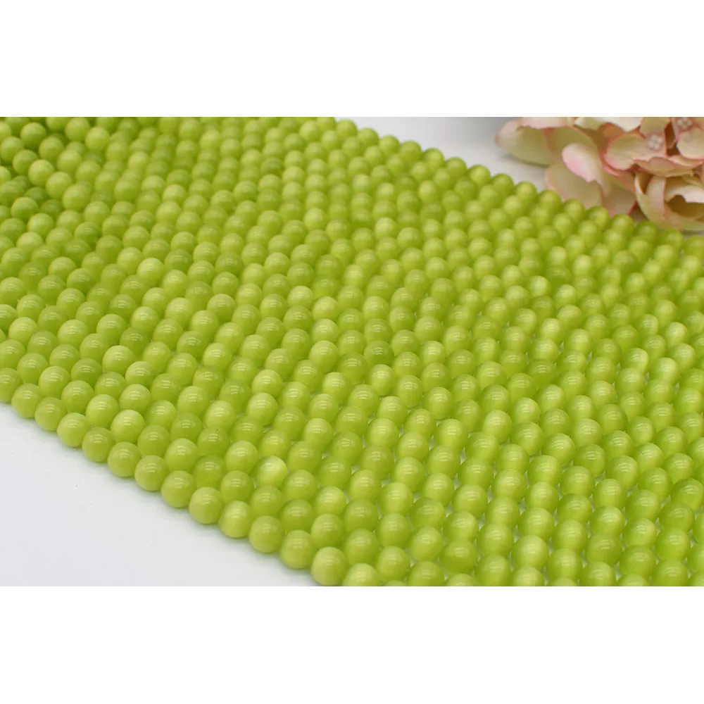 

6-10 мм натуральный гладкий зеленый кошачий глаз круглые каменные бусины для DIY браслет ожерелье Изготовление ювелирных изделий нитка 15 дюймов