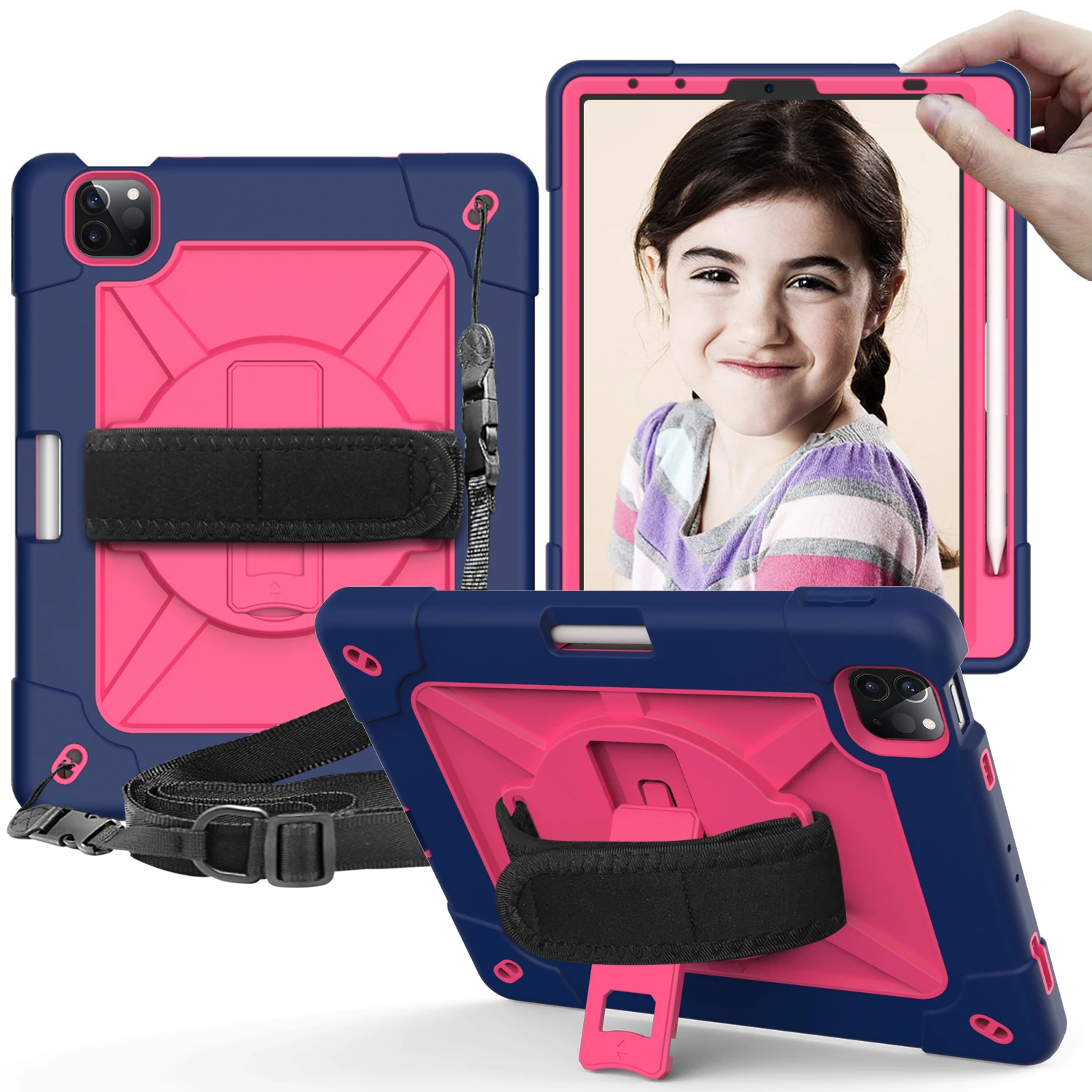 Kids Heavy Armor Shochproof Case for iPad Air 4 10.9 2020 Tablet Funda Capa with Shoulder Hand Strap for A2072/A2316/A2324/A2325