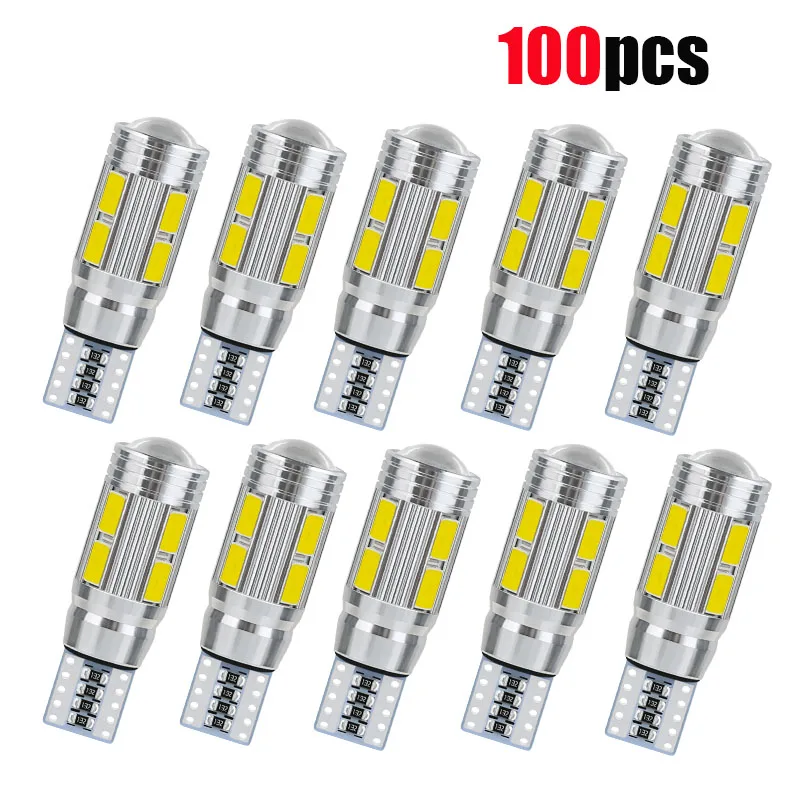 

100pcs T10 W5W 194 168 Car LED Light 5630 10SMD Canbus Error Free Auto Interior Side Turn Bulb Lamp Amber Yellow Oragne 12V