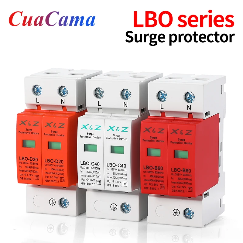 1Pcs SPD 2P Surge Protector Low Voltage AC Distribution Household Lightning Protection Device Arrester Power Switch Module LBO